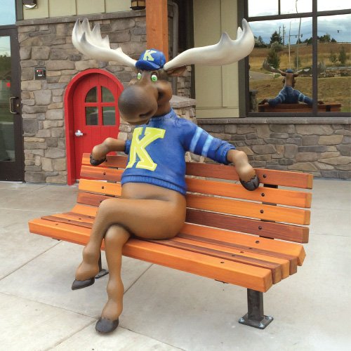 moose character on bench