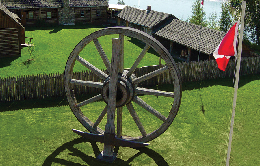 Largest wagon wheel and pickaxe on display in historical village