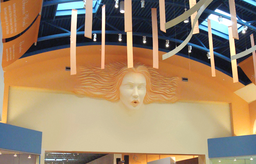 Mall decor of a representation of the wind on a hall entranceway
