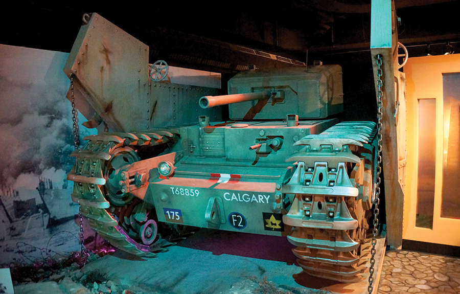 Lifesize sculpted replica tank in a world war museum exhibit