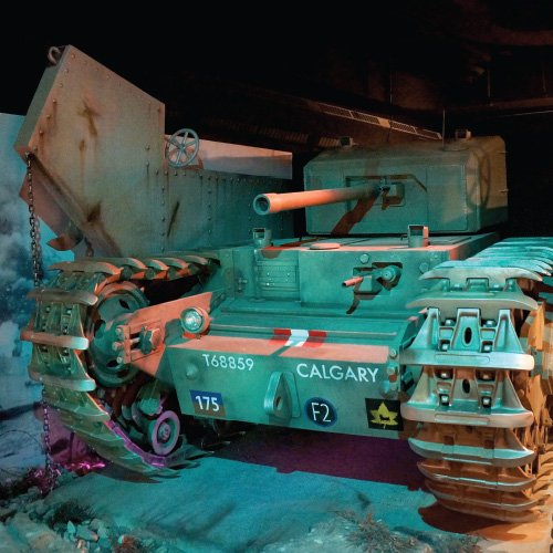 replica tank in museum